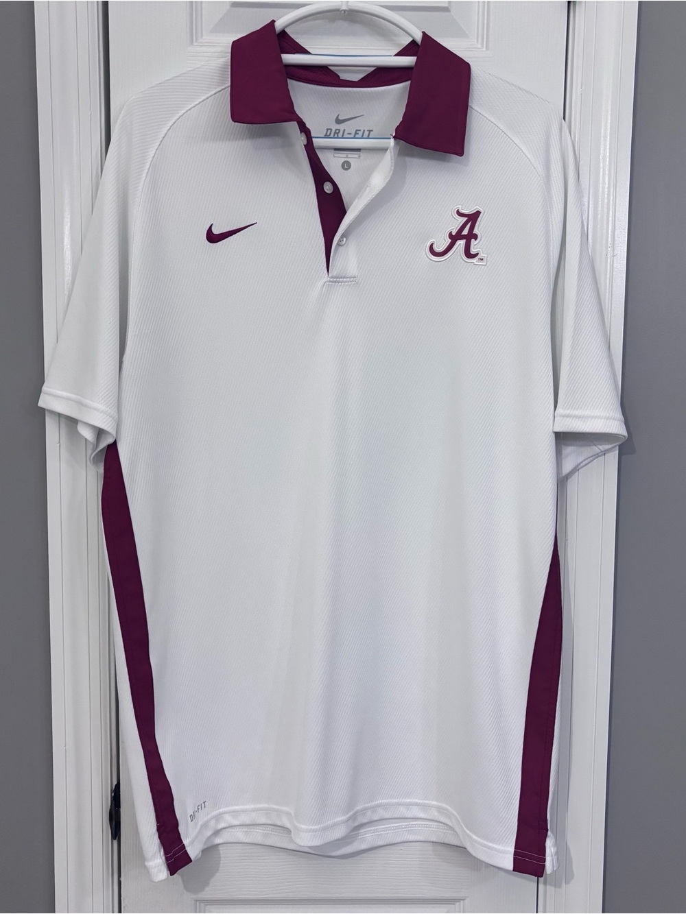 Nike Crimson/White Polo with Crimson Accents - Alabama A Logo